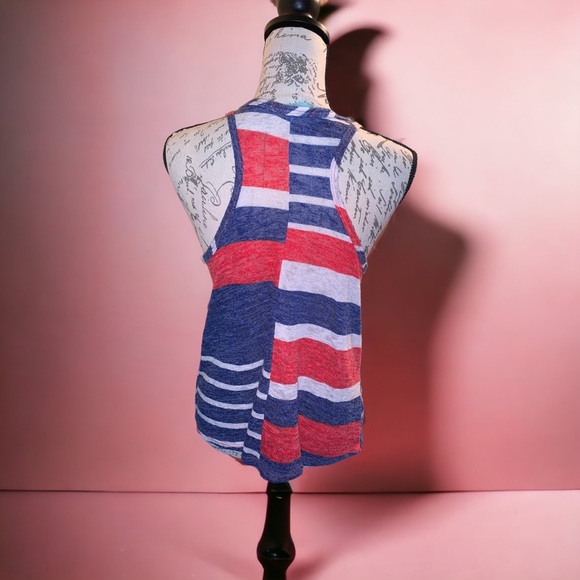 Zumiez Color Block Multi Striped Razor Back Red White and Blue Tank Top - Picture 3 of 10